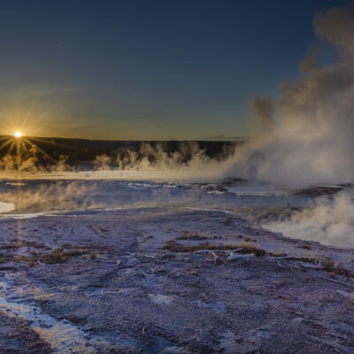 Hot Springs at Sunset — Yellowstone Afterglow