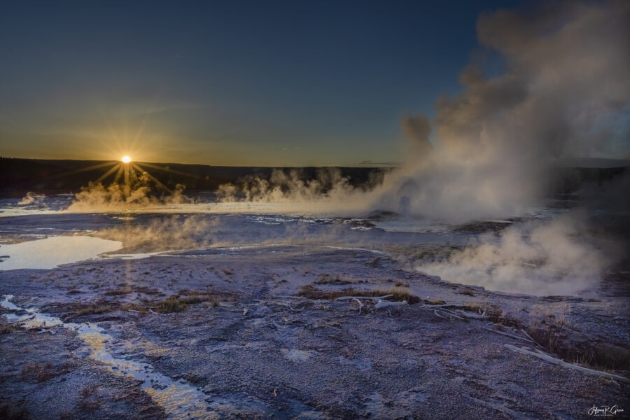 Hot Springs at Sunset — Yellowstone Afterglow